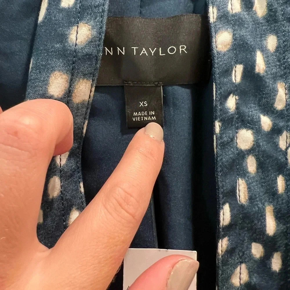 NWT Ann Taylor Blue Dot Trench Coat - Picture 10 of 12